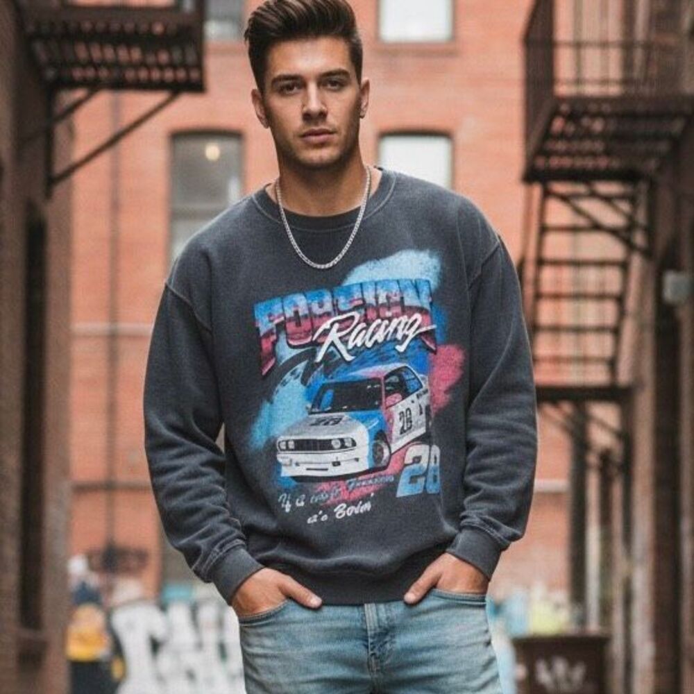 PacSun Racing Graphic Crewneck Sweatshirt Medium Vintage Style